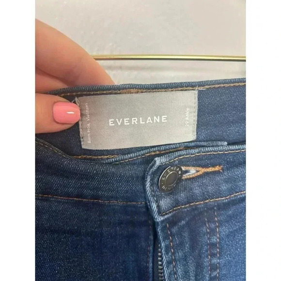 Everlane The Authentic Stretch High-Rise  Ankle Skinny Dark Wash Jean Size 29 - Picture 10 of 11
